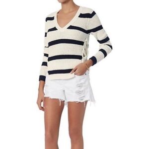 Derek Lam 10 Crosby Nautical Striped Lace-Up Sweater